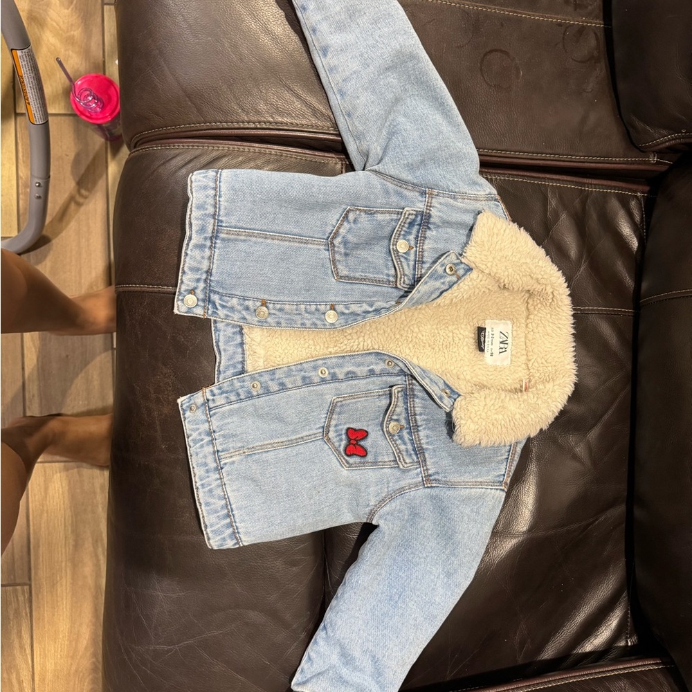 Zara Kids Blue Denim Jacket with Sherpa Lining
